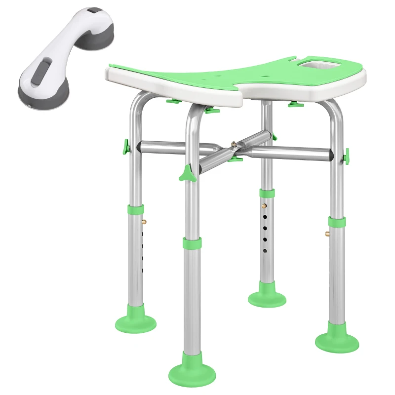 HOMCOM 39-51.5cm 'U' Seat Padded Shower Stool - Green