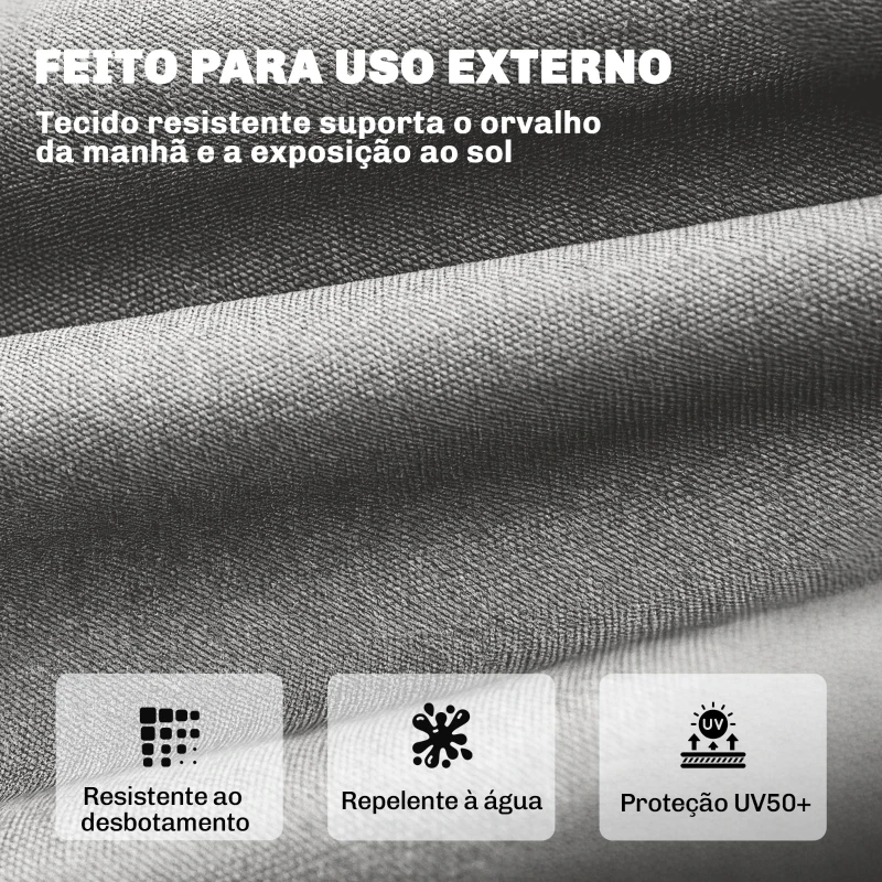 Outsunny Almofadão para Banco Exterior com Alças de Fixação Proteção UV50+ Recuperação Lenta Interior Exterior 198x65x13 cm Cinza
