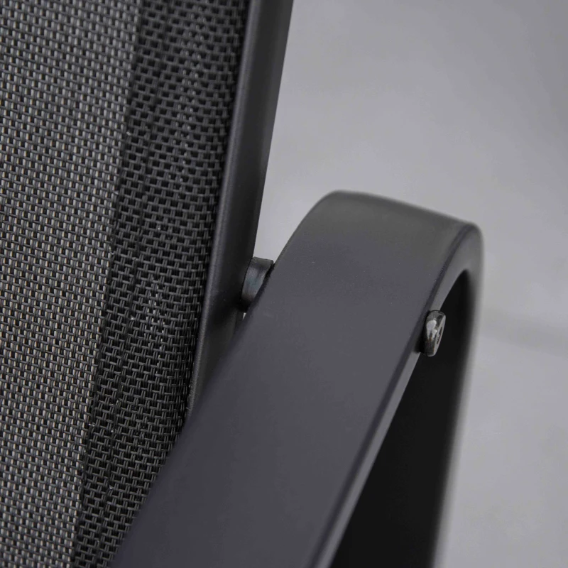 Outsunny 3 Pieces Garden Gliding Chair Set, Metal Frame 2 Single Armchair Swing Seater and 1 Glass Top Coffee Table w/ Breath Mesh Fabric Seat, Black