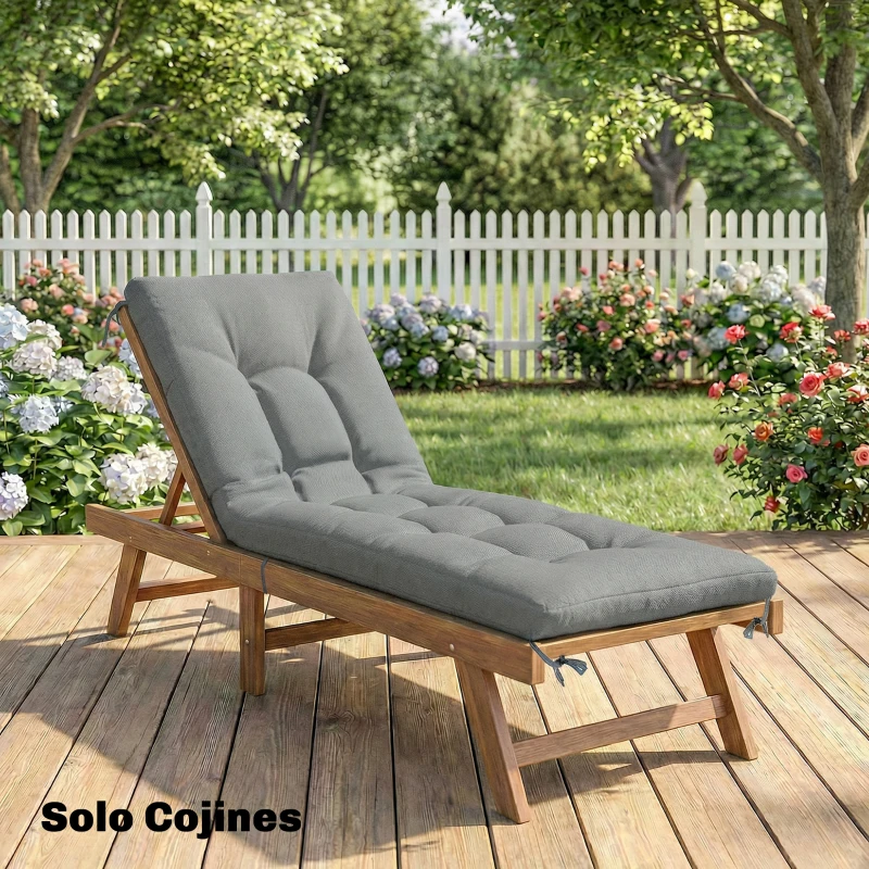 Outsunny Cojín para Banco Exterior con Correas de Sujeción Protección UV50+ Rebote Lento Interior Exterior 198x65x13 cm Gris