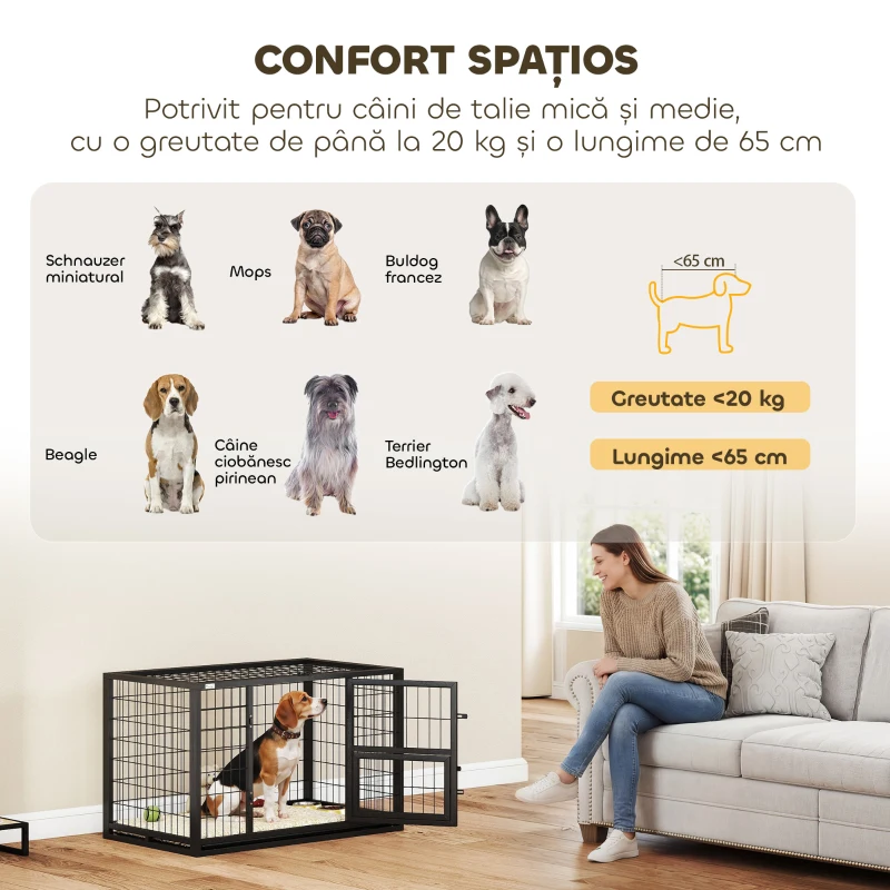 PawHut Cușcă pentru Câini Robusta, 94x60x64 cm, cu Tavă Detașabilă.