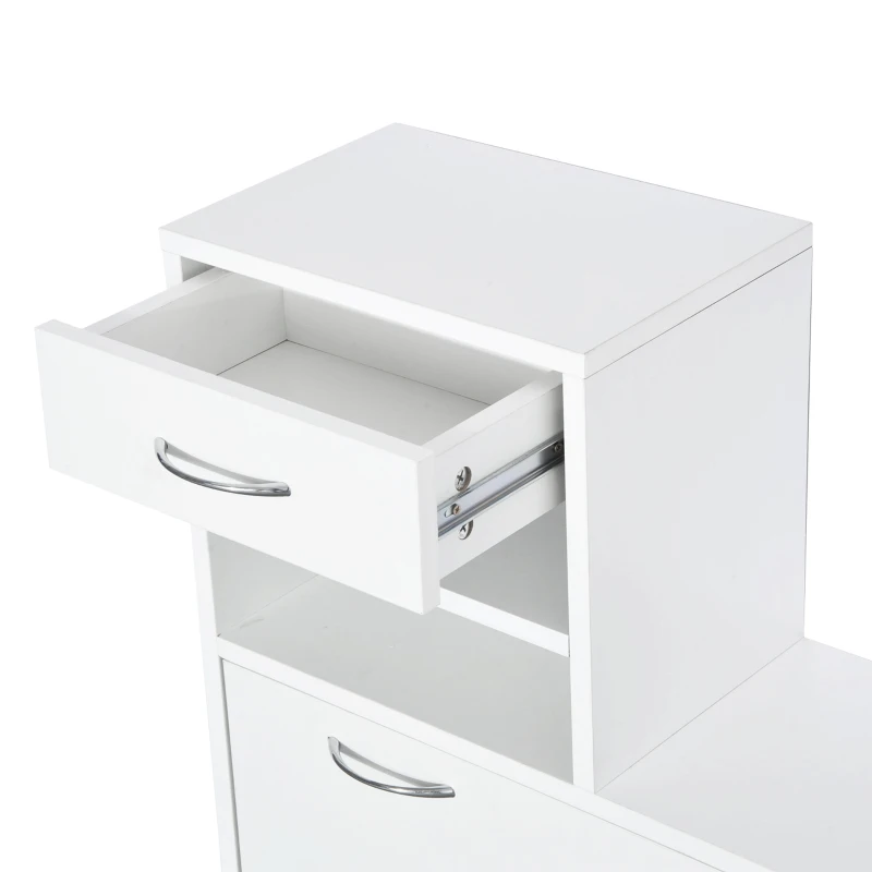 HOMCOM Mobila de Hol Moderna Garderoba Set Cuier, Oglinda si Dulap Pantofi 3 in 1, in Lemn Alb