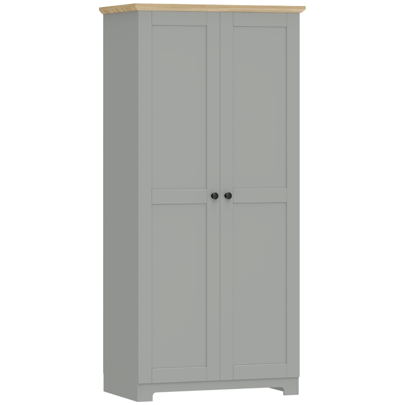HOMCOM Kitchen Cupboard, 172cm Freestanding Storage Cabinet with Doors and Shelves, Grey