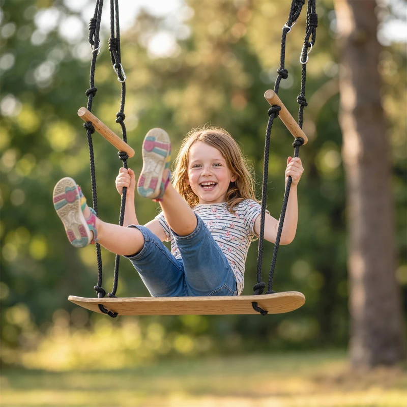 AIYAPLAY Balanço estilo skate infantil com altura ajustável, tábua antiderrapante, corda resistente à água, alças Preto