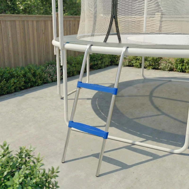 SPORTNOW Trampoline Ladder, 2-Steps with Horizontal Wide Steps, Universal Hook, Galvanised Steel Frame, 150kg Load Capacity