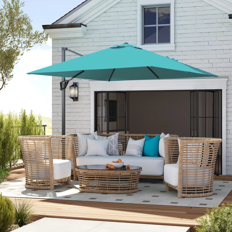 Outsunny Patio Offset Parasol Umbrella - Blue
