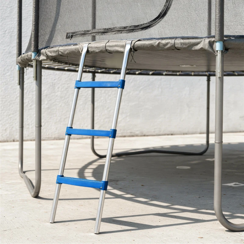 SPORTNOW Trampoline Ladder, 3-Steps with Horizontal Wide Steps, Universal Hook, Galvanised Steel Frame, 150kg Load Capacity
