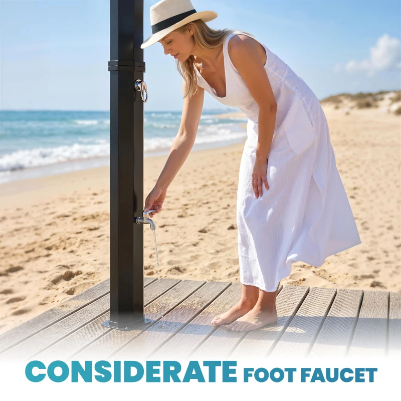 Outsunny Solardouche 60L tuindouche met draaibare regendouchekop, kraan, instelbare temperatuur