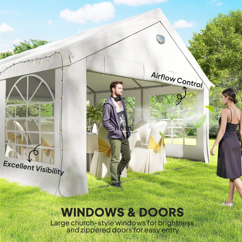 Outsunny 6 x 4 m Party Tent, Heavy Duty Gazebo Canopy with Windows, Outdoor Party Wedding Tent with 4 Removable Sidewalls