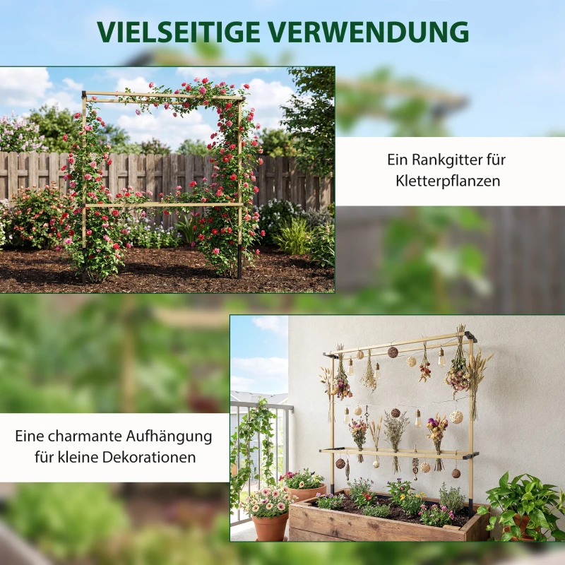 Outsunny Flexibles Metall-Gartenspalier für Beeren: Himbeeren, Brombeeren & Blaubeeren – Erweiterbares Spalier