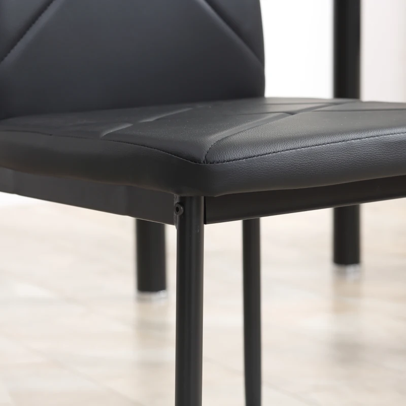 HOMCOM Set de 4 scaune de sufragerie cu spatar inalt, moderne din piele artificiala si otel, 41x50x97cm, negru(m-12)