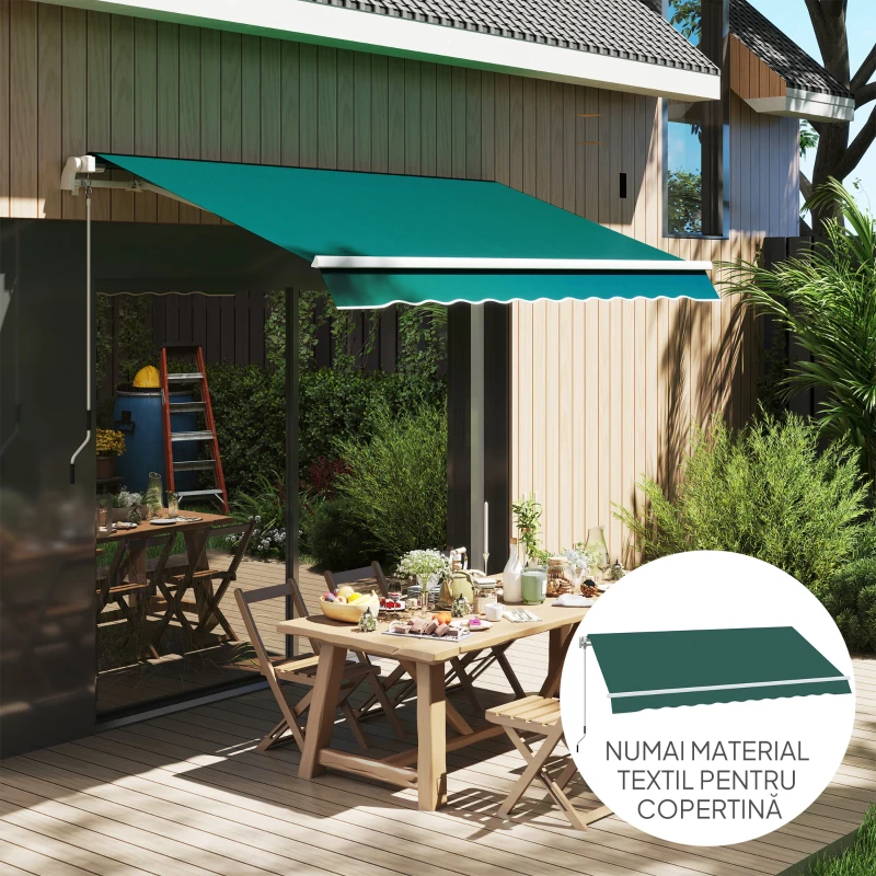 Outsunny Material de Înlocuire pentru Copertină Retractabilă, 282x250 cm, Verde