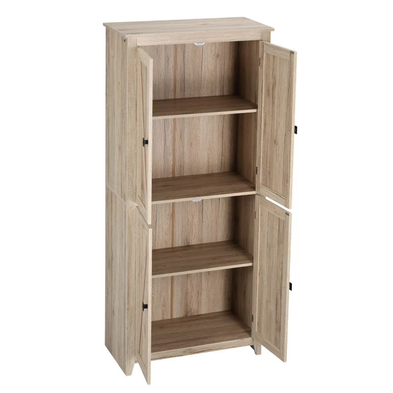 Homcom Bufet Lemn Natural – 4 Usi cu Rafturi Reglabile