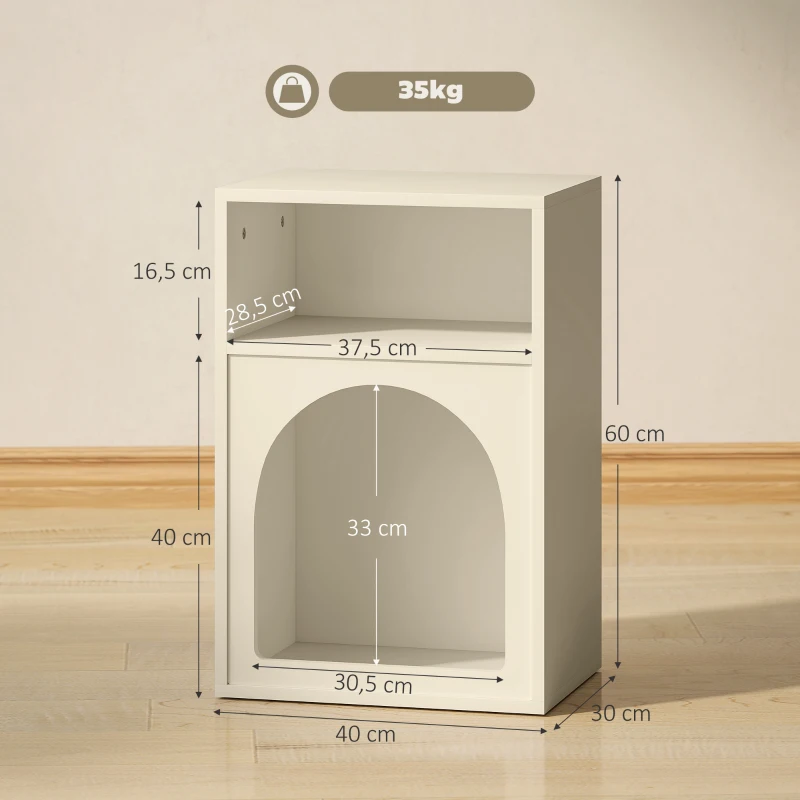 HOMCOM 2er-Set Nachttische, Nachttisch mit offenen Fächern, geschwungenes Design, 40 x 30 x 60 cm, Creme