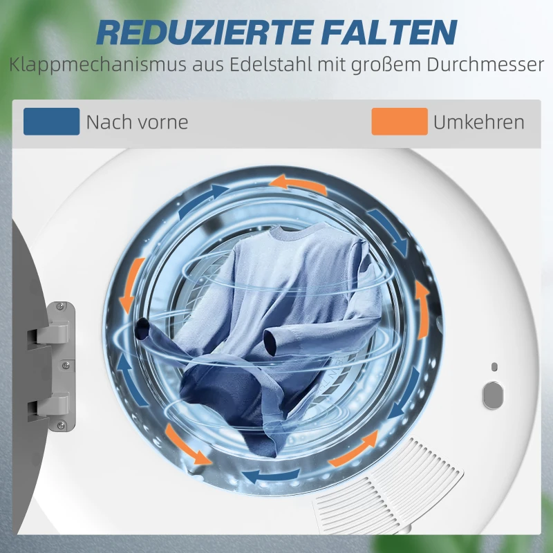 HOMCOM Ablufttrockner, 4 kg Frontlader-Wäschetrockner mit Edelstahltrommel, 800W Kompakt Freistehend, Weiß