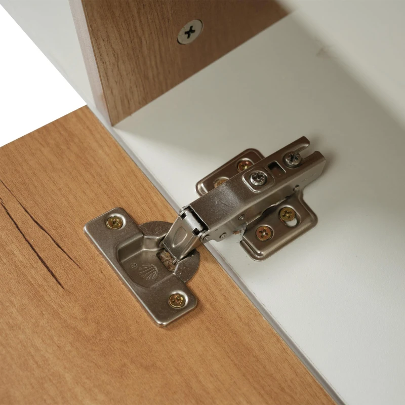 Credenza moderna con spazio contenitore, in Truciolato, 130x40x70 cm, Bianco e color Legno