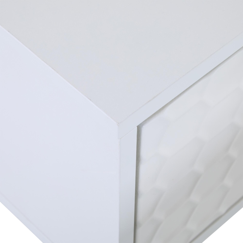 Mobile TV moderno con motivo a nido d'ape e ripiani portaoggetti, 180x40x41 cm, Bianco