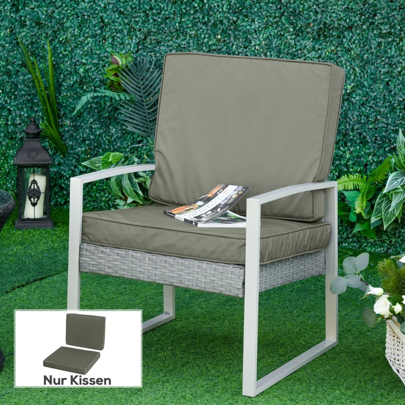 Outsunny Zestaw 2 poduszek na krzesła, 56 x 52 cm, z zamkiem, do sofy