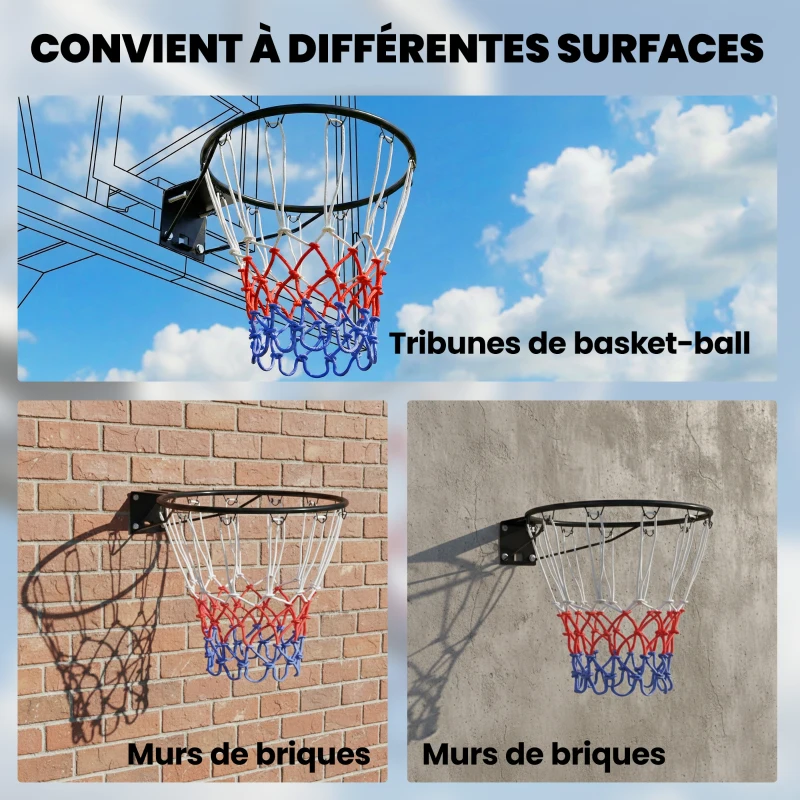 SPORTNOW Panier de Basket, Anneau Suspendu de Basket Intérieur et Extérieur, pour Mur avec Filet Résistant aux Intempéries
