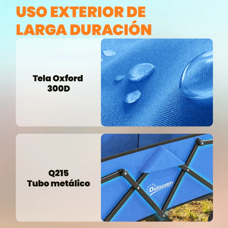 Outsunny Carro de Jardín Plegable con Ruedas Mango Ajustable Carga 68 kg para Campaña Compra 81x45x89 cm Azul