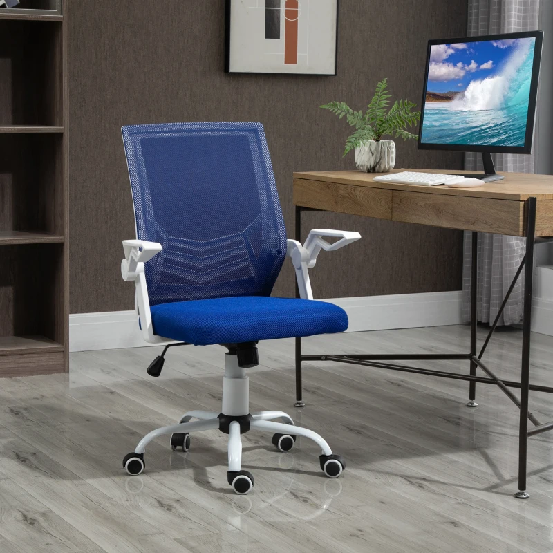 Vinsetto Chaise bureau fauteuil de bureau ergonomique en maille avec support lombaire, hauteur réglable, accoudoirs rabattables