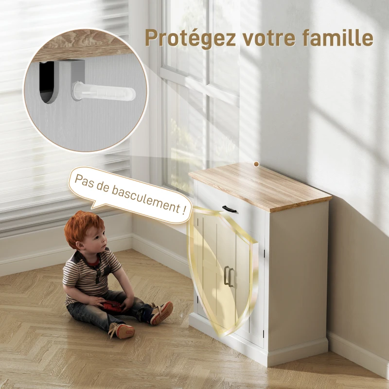 HOMCOM Buffet salon style moderne avec placard à 2 portes, tiroir et étagère réglable, 75,2 x 40 x 91,5 cm, blanc