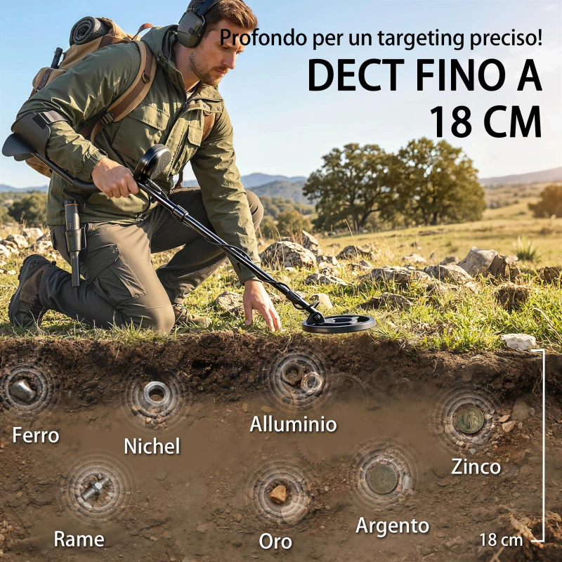 Outsunny Metal Detector 3 Modalità Adulti, Bobina Impermeabile IP68, Display LCD