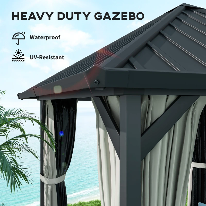 Pawilon ogrodowy 3x3 m, wodoodporny, stabilny, ciemnoszary