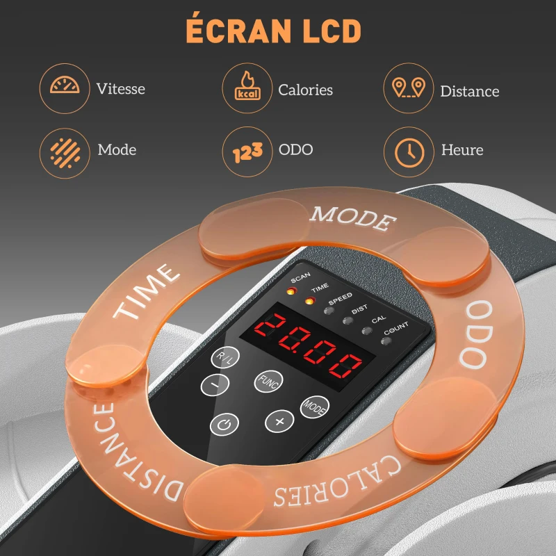 SPORTNOW Elliptique de bureau, vélo elliptique électrique écran LCD, télécommande et 10 vitesses réglables, 45 x 42 x 27 cm blanc