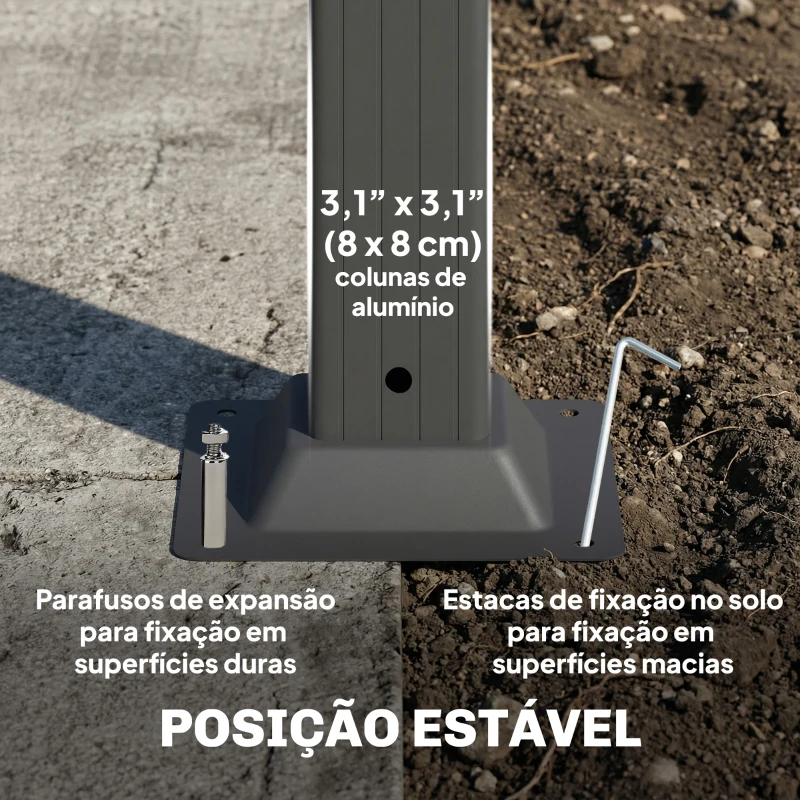 Outsunny Pérgola de Jardim 3x5,7 m com Teto de Lamas Ajustável a 90° Manivela Estrutura de Alumínio UPF50+ Cinzento Escuro