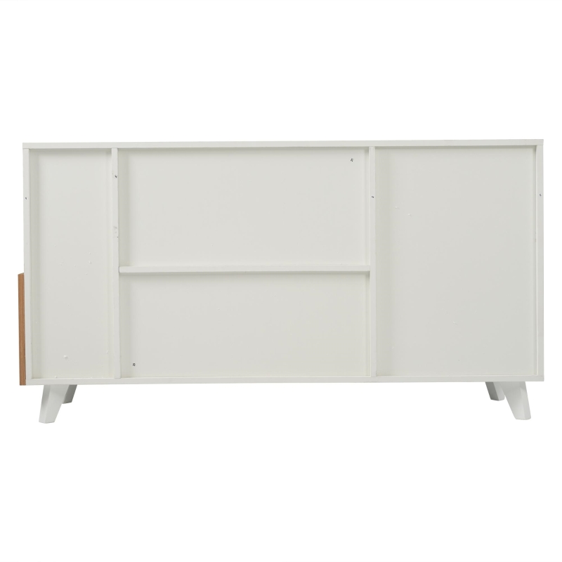 Credenza moderna con spazio contenitore, in Truciolato, 130x40x70 cm, Bianco e color Legno