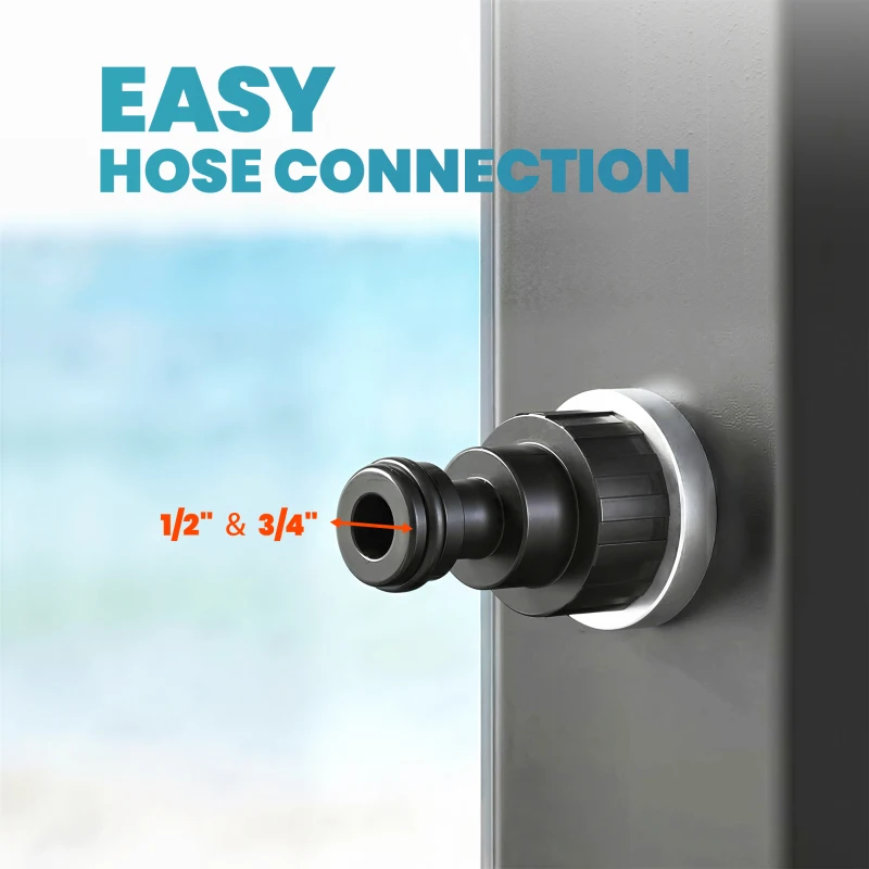 Outsunny Duș solar 60 L duș de grădină cu cap de ploaie reglabil, robinet, temperatură ajustabilă