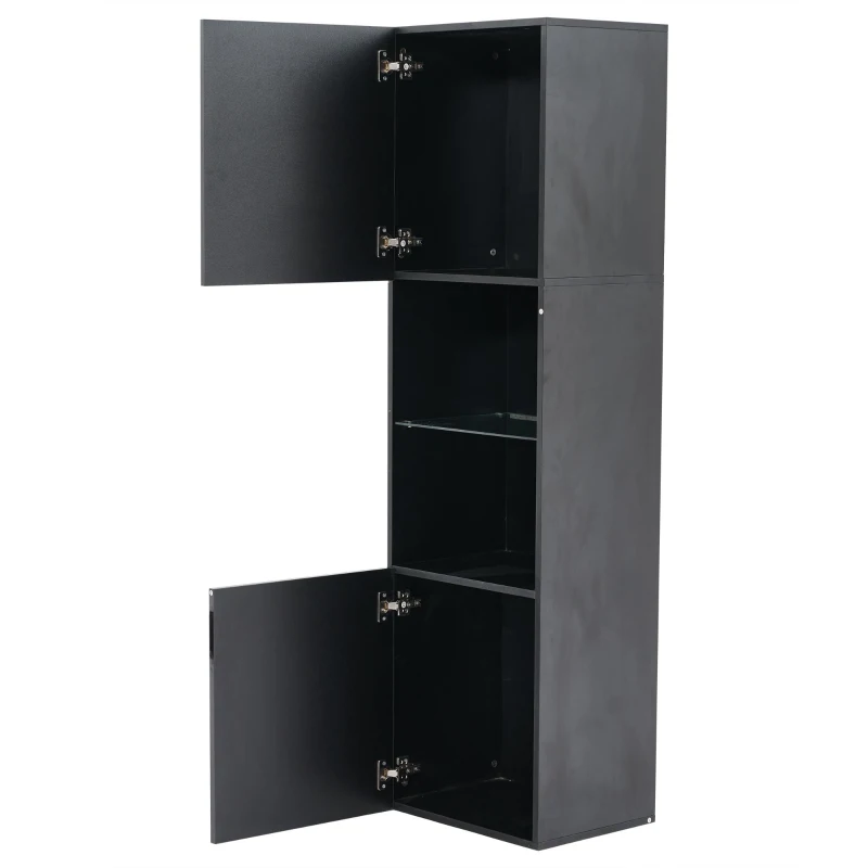 Vetrina per collezione con illuminazione LED e ripiano in vetro, 45x35x160 cm, Nero