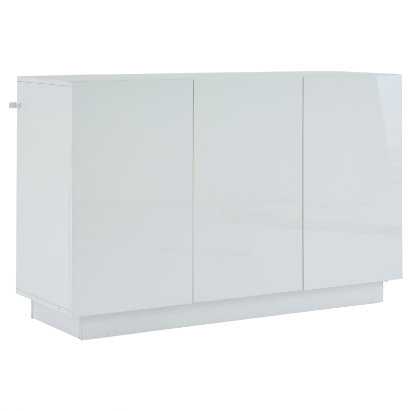 Credenza da sala da pranzo minimal con luce LED, in truciolato, 120x40x75 cm, Bianco