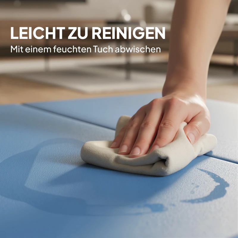 HOMCOM Trainingsmat, opvouwbare fitnessmat sportmat met handgrepen voor yoga, MMA, fitness, pilates 240 x 120 x 5 cm lichtblauw