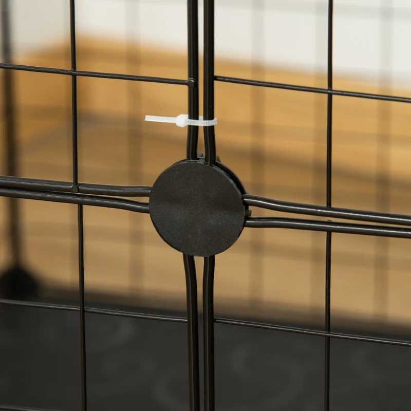 PawHut Enclos pour petits animaux, cage à lapin modulable 3 niveaux, 39 panneaux avec  rampes, en métal, 70 x 70 x 105 cm, noir