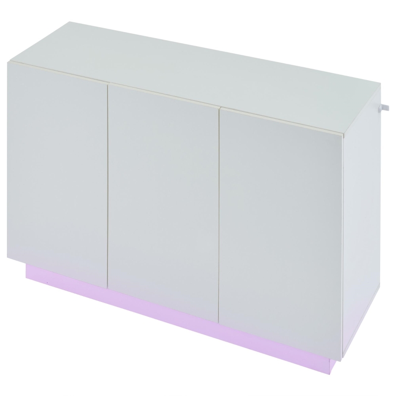 Credenza da sala da pranzo minimal con luce LED, in truciolato, 120x40x75 cm, Bianco