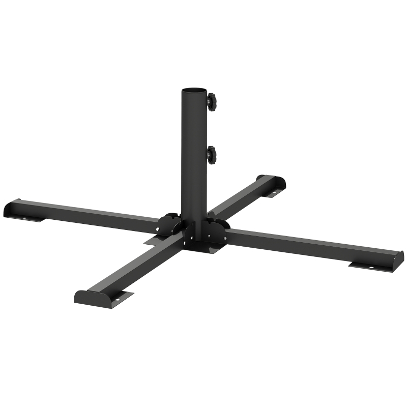 Outsunny Base pieghevole a croce per ombrelloni 38-48 mm, supporto patio, grigio scuro
