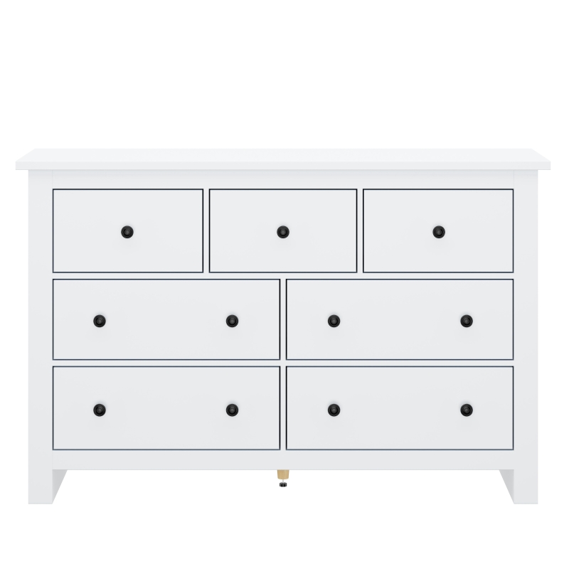 Madia credenza minimal portaoggetti con 7 cassetti, 152x40x88.5 cm, Bianco