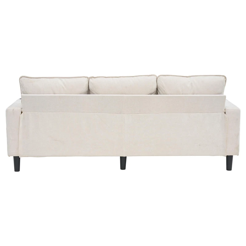 Divano letto angolare a 3 posti con 2 portabicchieri, 3 porte USB e tasche laterali, 202x137x80 cm, Beige