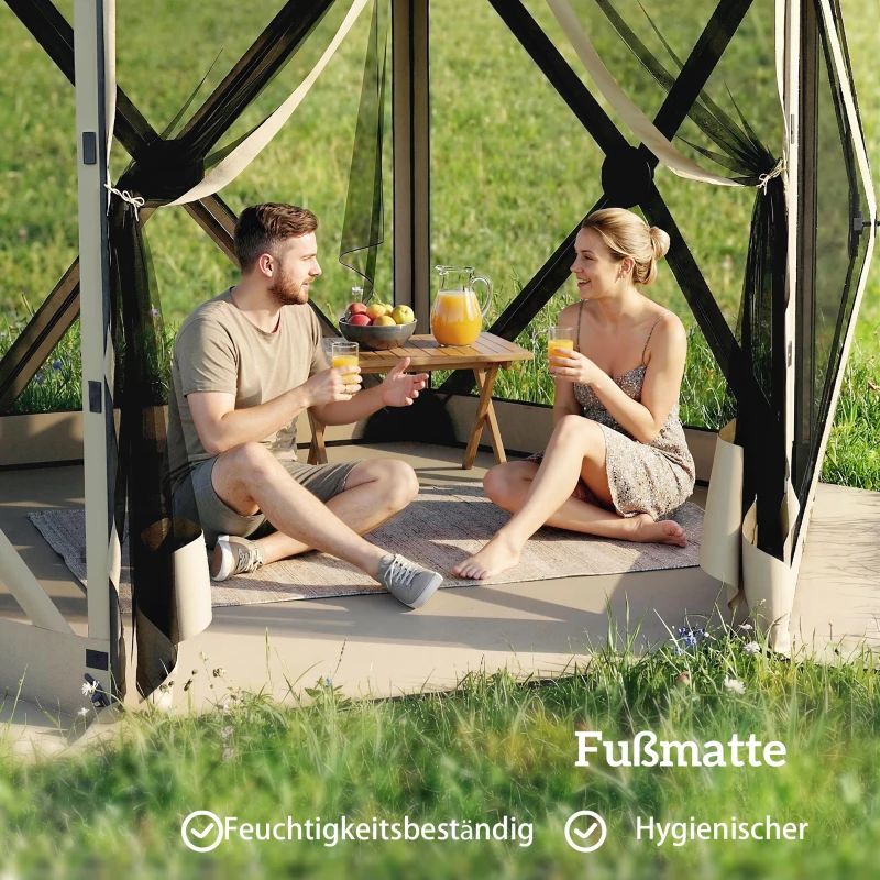 Outsunny 3 m x 2,6 m Sechseck-Pavillon mit 6 Seiten und Tragetasche, wasserdicht, UV-beständig, Partyzelt