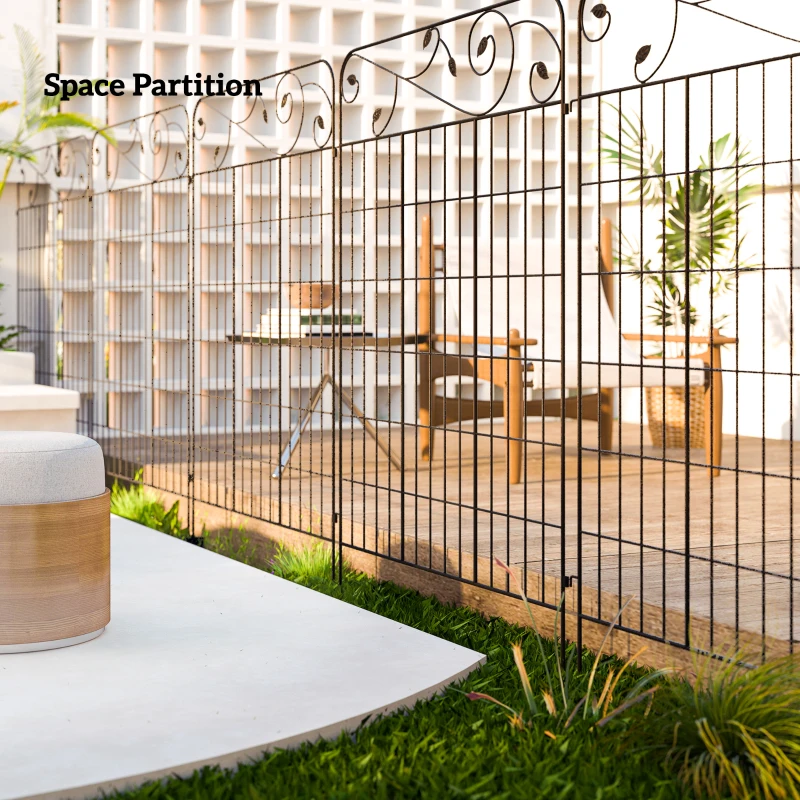 Outsunny Ogrodzenie metalowe 3,52x1,1m, dekoracyjny płot, siatka