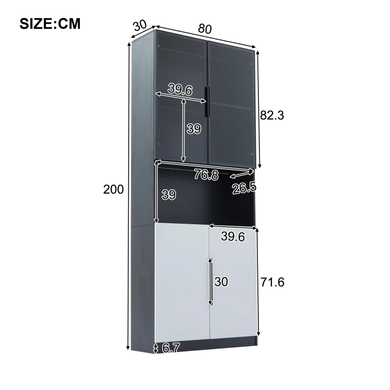 Vetrina per collezione moderna con illuminazione LED, 80x30x200 cm, Bianco