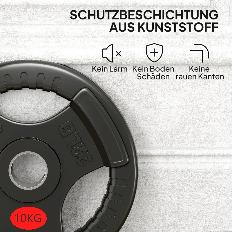 SPORTNOW 2-delige set haltergewichten, 2 x 10 kg gewichten, halterschijven set voor 5 cm halterstang, Ø 50 mm boring, zwart