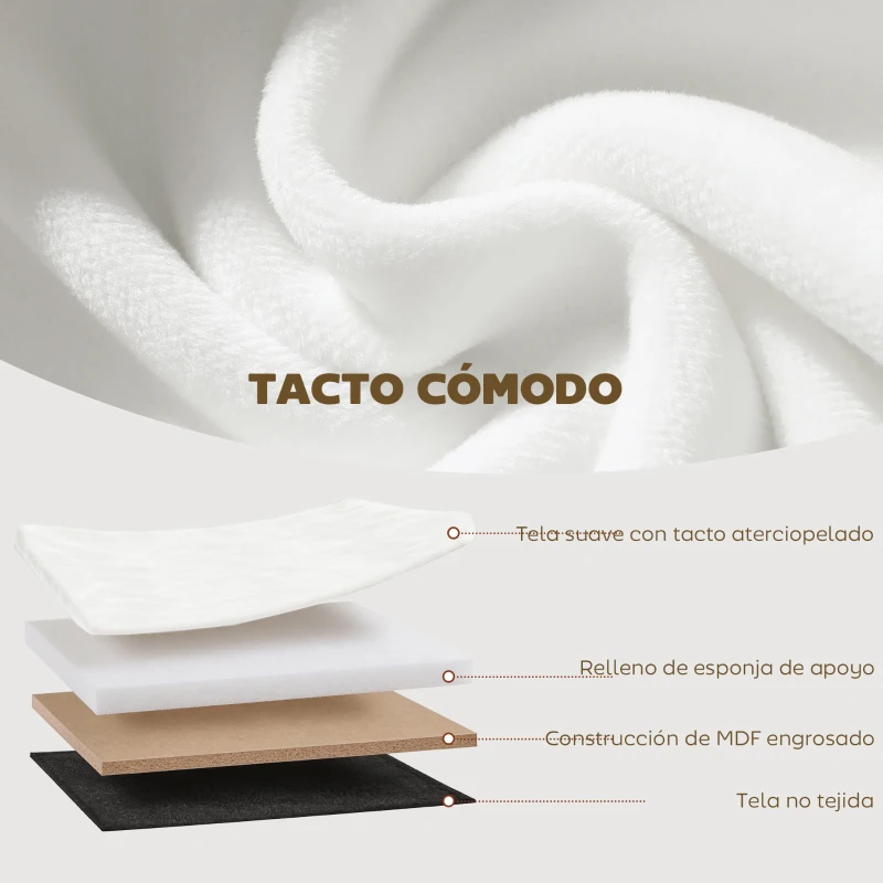 HOMCOM Puff Almacenaje Banco Almacenaje Plegable 72 L 76x38x35 cm Tapizado en Terciopelo Baúl de Almacenamiento Crema