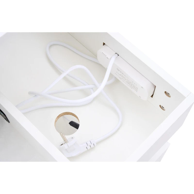 Tavolino da salotto moderno con illuminazione LED e spazio a scomparsa, 100x50x42 cm, Bianco