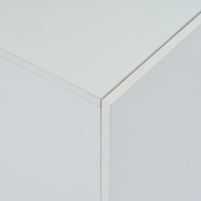 Credenza da sala da pranzo minimal con luce LED, in truciolato, 120x40x75 cm, Bianco