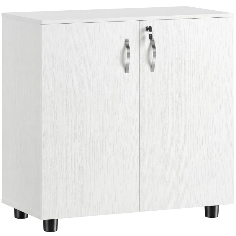 Vinsetto Armoire de bureau à 2 niveaux, meuble de rangement bureau avec 2 portes, serrures et clés, 80x40x80cm, blanc