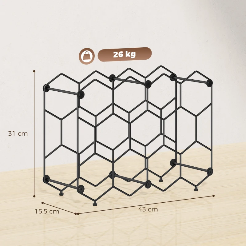HOMCOM Porte-bouteilles Design Géométrique en Nid d'Abeille, Noir