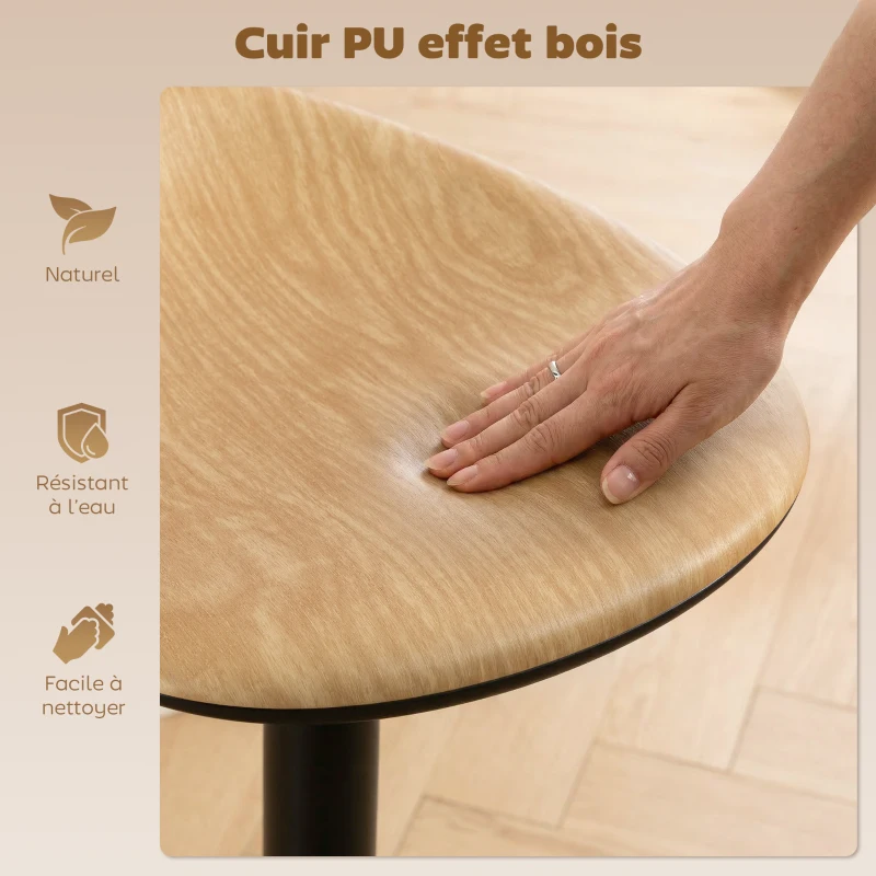HOMCOM Lot de 2 tabourets de bar, chaises de bar réglables en hauteur avec repose-pieds, pivotant 360°, base en acier, chêne